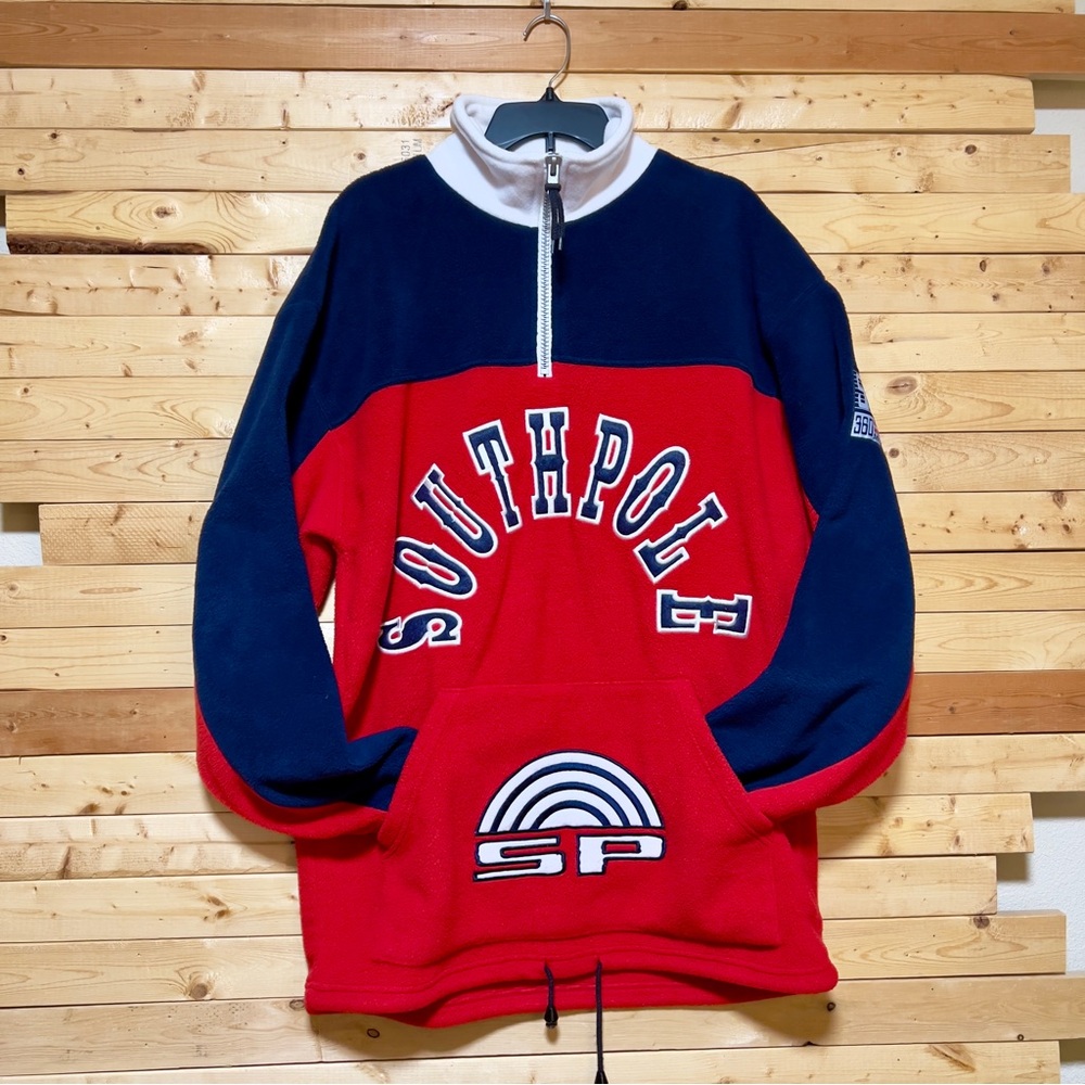 SOUTH POLE Mens Vintage Y2K Old School Big Logo Embroidered Fleece jacket size L
